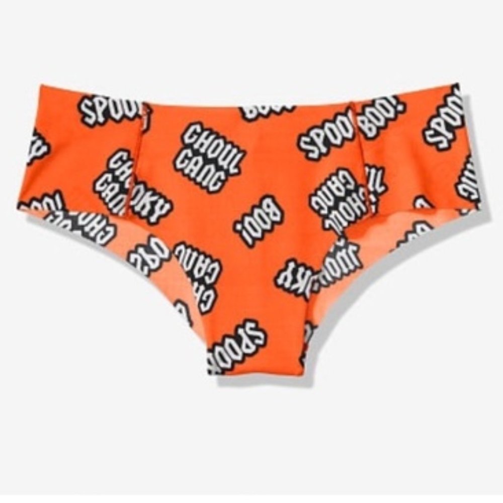 🎃 Halloween Panty VS PINK XS No-Show CHEEKSTER BOO SPOOKY GHOUL GANG NWT 👻💀🎃